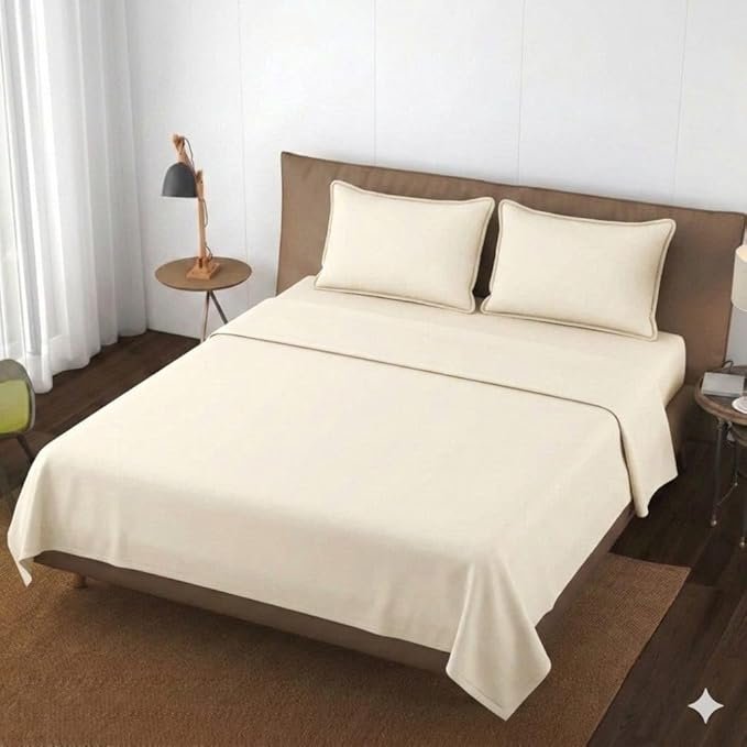 Trance Home Linen 100% Cotton 200 TC Satin Stripe Queen Double Bedsheet with 2 Pillow Cover | smooth finish Fade-Resistant, Soft & Hypoallergenic |Flat Bedspread Queen Size (86 x 104 inch, Cameo Rose) - Image 2