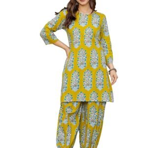 Brand: rytras rytras Women Pure Cotton Printed Straight Kurta Sets with Palazzos |Kurti Set for Woman|Cord Set for Women Cotton