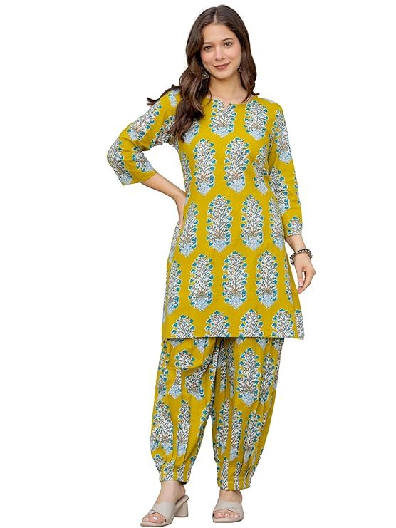 Brand: rytras rytras Women Pure Cotton Printed Straight Kurta Sets with Palazzos |Kurti Set for Woman|Cord Set for Women Cotton